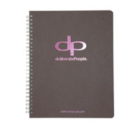 spiral journal with pink metallic foil imprint on brown board cover